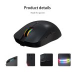 MILANG RGB TRI-MODE GAMING MOUSE RGB, 2.4G+Bluetooth+CABLE+rechargeable BLACK