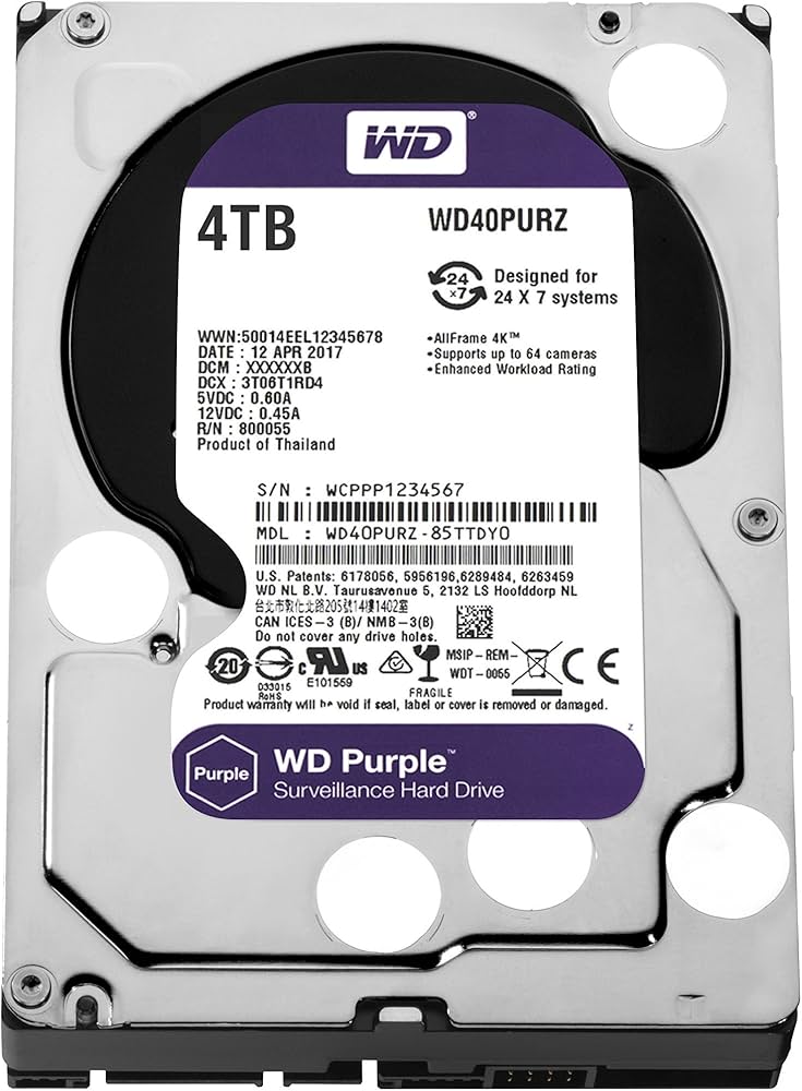 Western Digital Purple 4TB WD40PURZ-85AKKY0 Western Digital Purple 4TB WD40PURZ-85AKKY0 3,5",Cache: 64MB, Rotation Speed: 5400 RPM - Image 1
