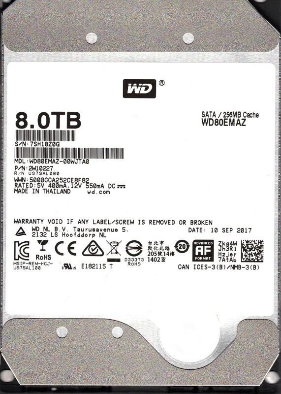 s-l1200 Western Digital WD80EMAZ 8Tb 3,5",Cache: 256MB, Rotation Speed: 5400 RPM USED 2day 100% health - Image 1