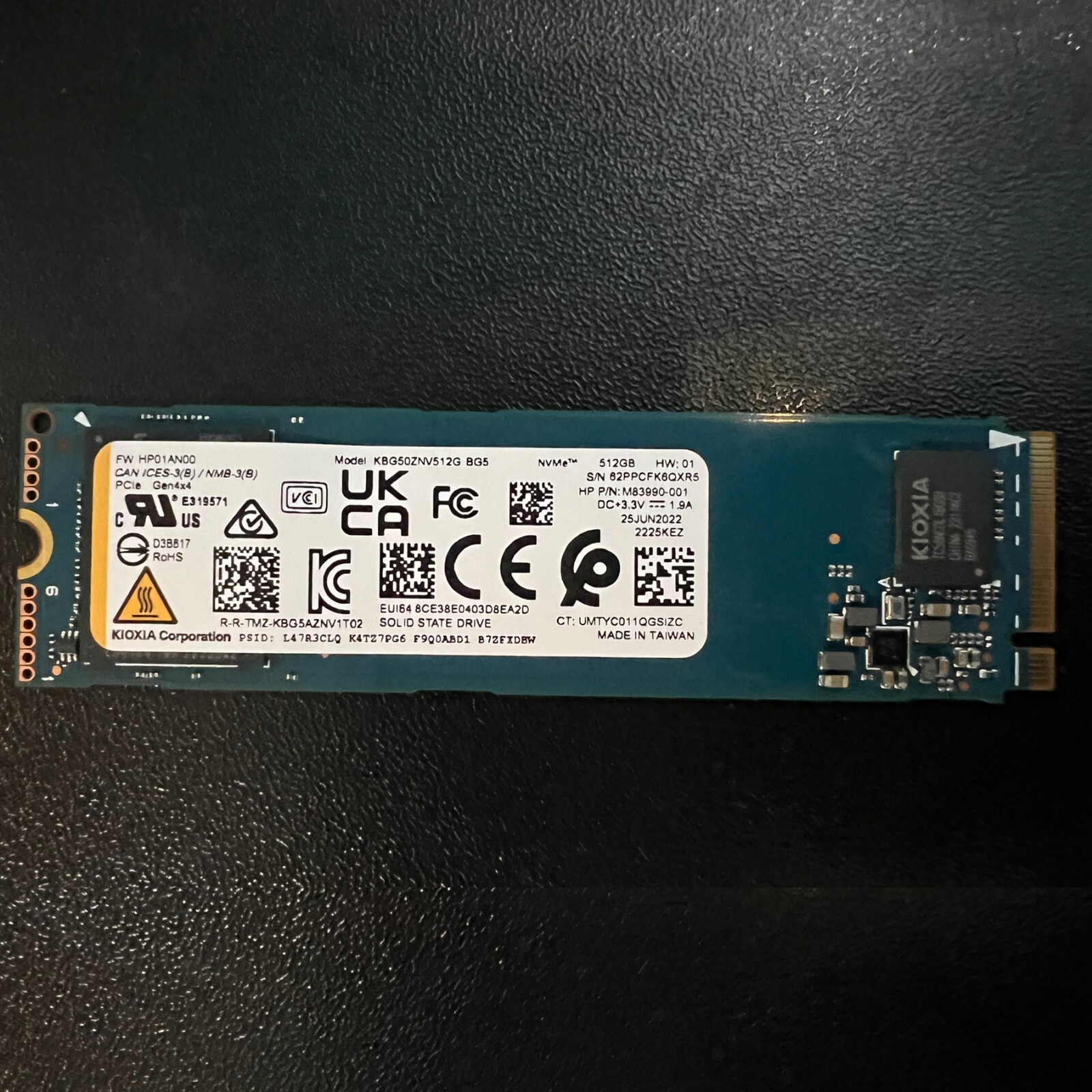KIOXIA M.2 1TB SSD PCIE GEN 4, Lightly USED warranty 3 years KIOXIA M.2 1TB SSD PCIE GEN 4, Lightly USED warranty 3 years - Image 1