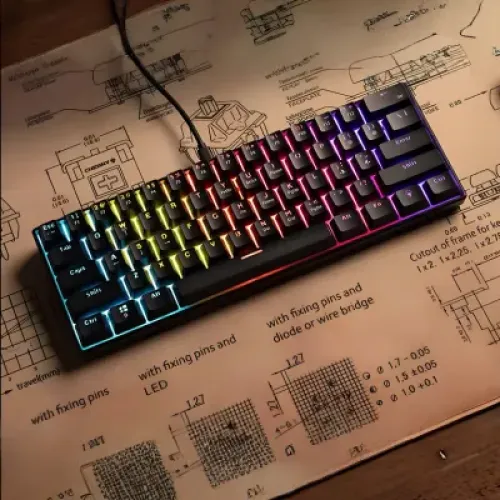 A61K, red swich USB Wired Gaming Mechanical Keyboard ZIFRIEND A61K, red swich USB Wired Gaming Mechanical Keyboard - Image 1
