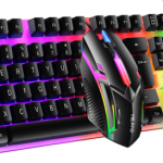 T6 Wired Gaming Keyboard and Mouse Combo [Rainbow LED Backlit / Mechanical Feel] USB Plug & Play