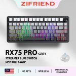 ZIFRIEND RX75PRO, Flowing Light Blue SWITCH,  wireles  Gaming Mechanical Keyboard