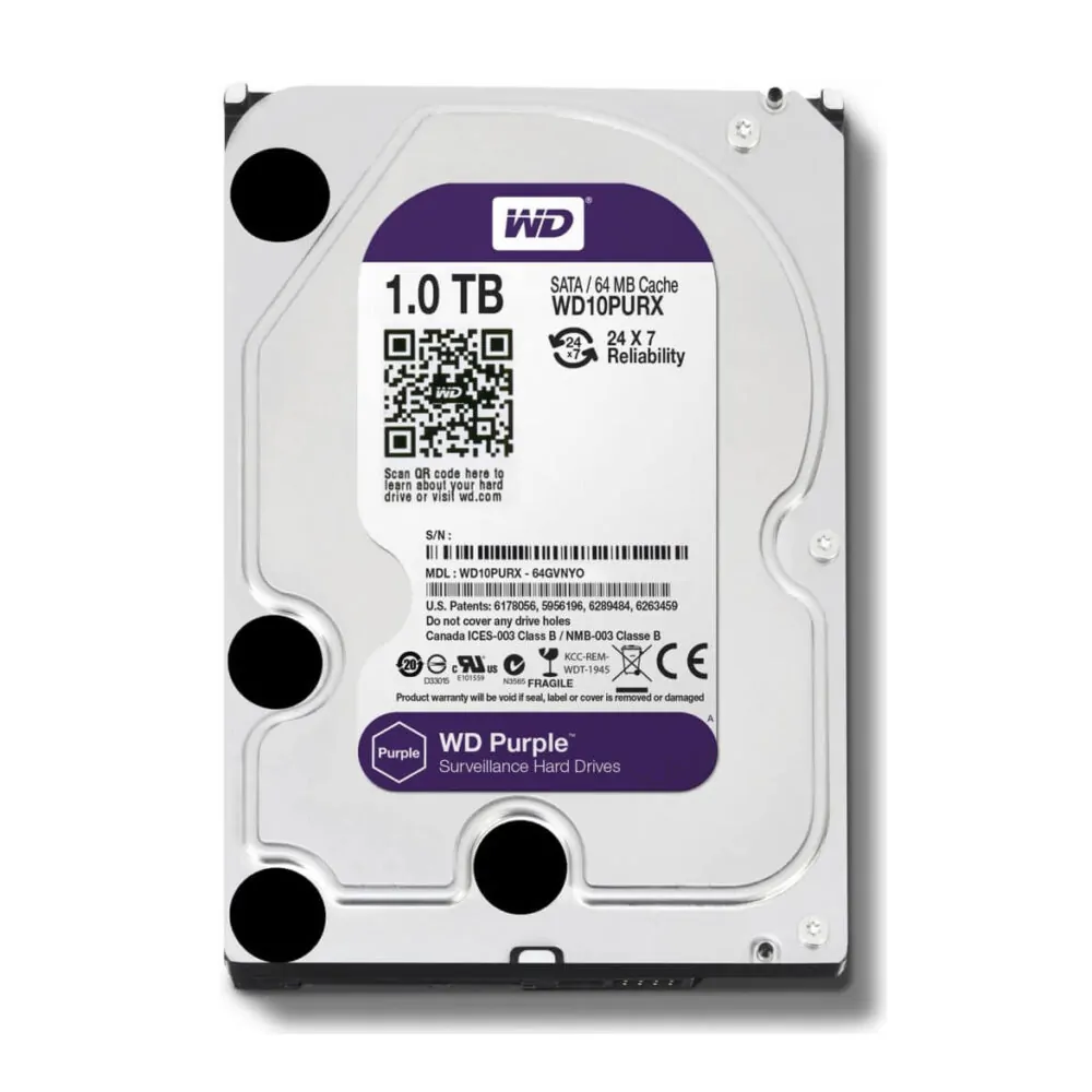 Western Digital Purple Surveillance (WD10PURX) — 5400 RPM — 64 MB — 1 TB Western Digital Purple Surveillance (WD10PURX) — 5400 RPM — 64 MB — 1 TB - Image 1